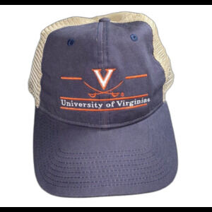 The Game Hat Cap Unisex Adjustable Color Blue Tan Strap University of Virginia